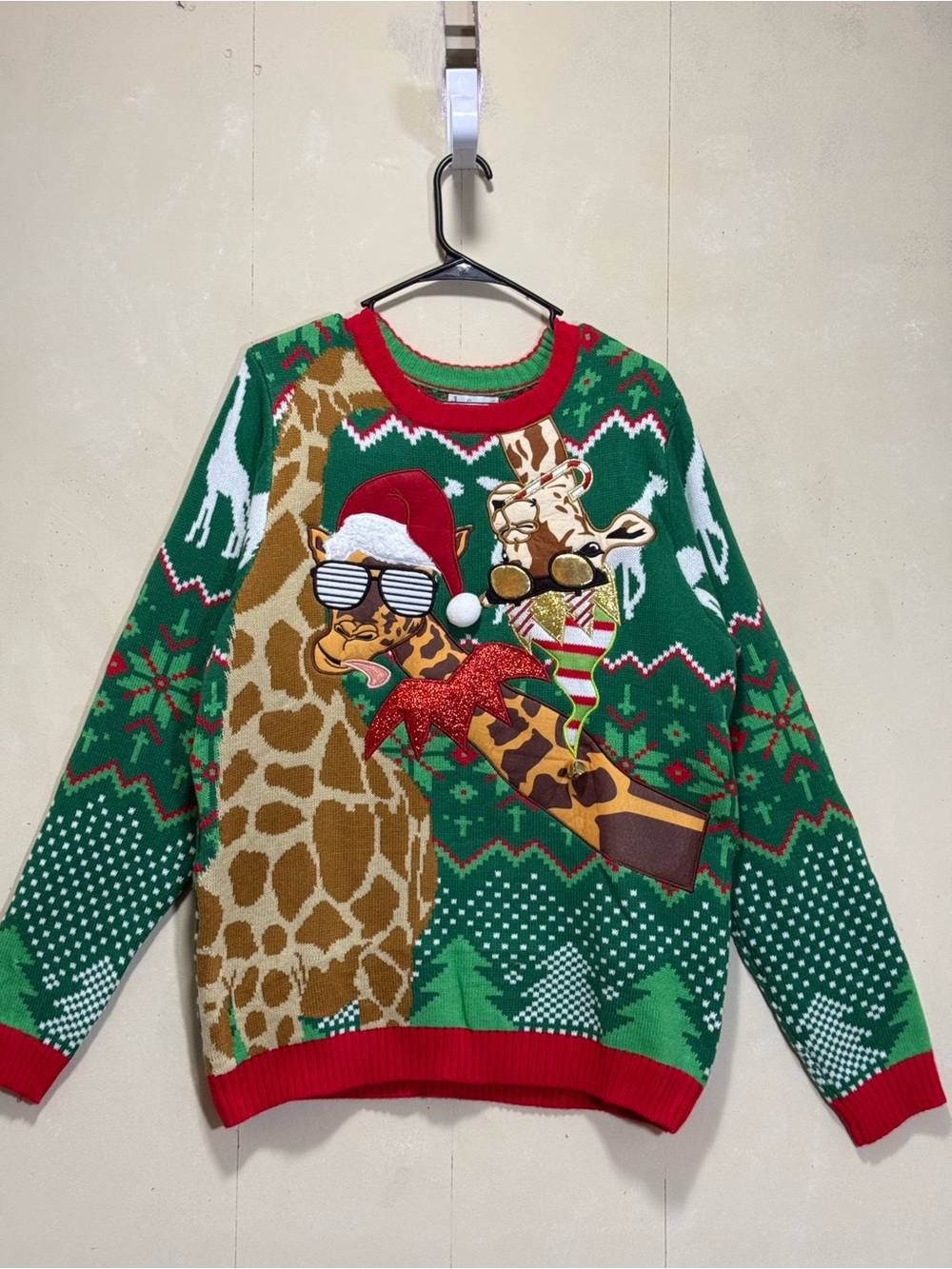 Ugly Christmas Sweater Holiday Silly Giraffes Men’s Sz L